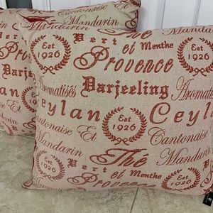 Two Beige and Country Red Pillows